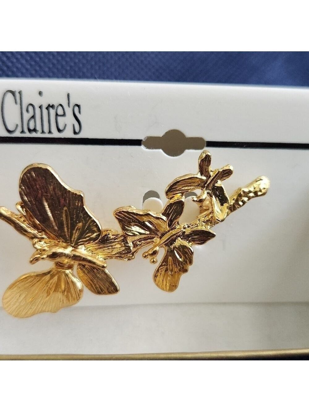 Gold Triple Butterfly Pin - Picture 2 of 3